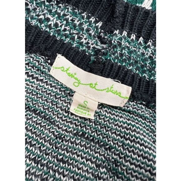 Staring at Stars Women’s Small Knit Sweater Open Front Green Oversized Geometric - Picture 5 of 6